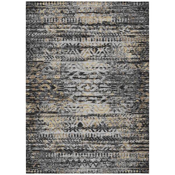 Chantille Machine Washable Indoor/Outdoor Abstract ACN3161 Graphite 5 ft. x 7 ft. 6 in. Area Rug