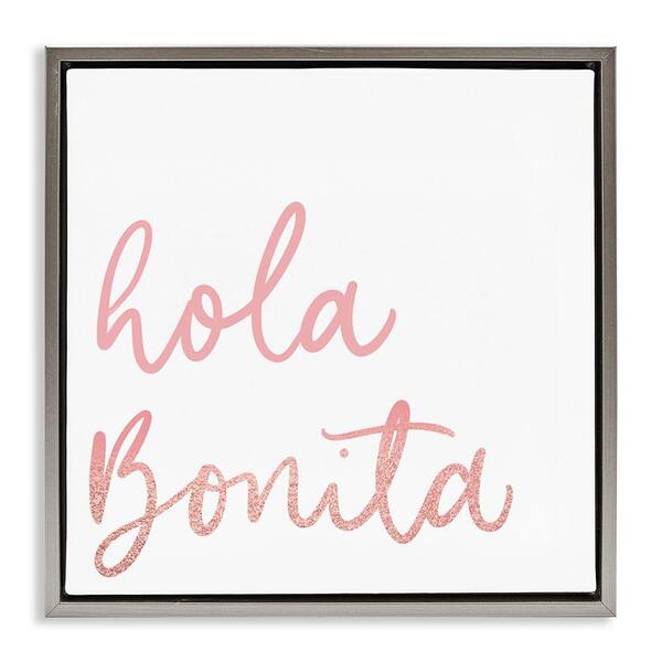 Stupell Industries Hello Beautiful Pink by SD Graphics Studio Gray Floater Frame Typography Graphic Art Print 18 in. x 18 in.