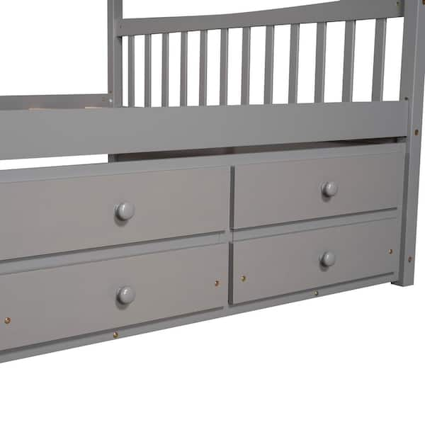 .com: Overstock Twin Size Wooden House Bed with Trundle and 3 Storage  Drawers Gray : Home & Kitchen