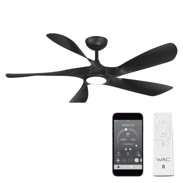 Swirl 54 in. Indoor/Outdoor Matte Black 5-Blade Smart Ceiling Fan Selectable CCT Integrated LED + Remote
