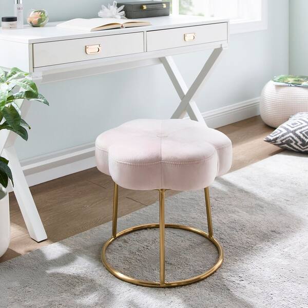 gold dressing table stool Dressing Table: Gold and White Vanity Set with Lighted Mirror & Stool –  Studio GKW main image 0