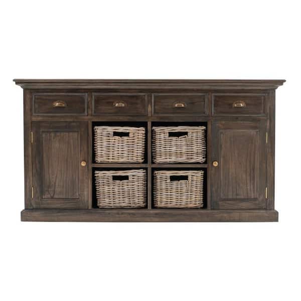 HomeRoots Amelia Black Washed Buffet Reclaimed Wood 388235 - The Home Depot