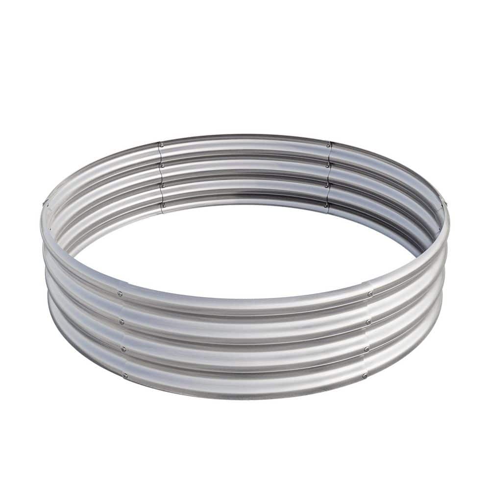 3.94 x 0.95 ft. Silver Round Metal Outdoor Raised Garden Bed