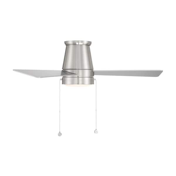 Hug 44 in. Indoor/Outdoor Brushed Nickel 3-Blade Pull Chain Ceiling Fan Selectable CCT Integrated LED