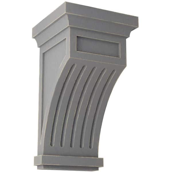 Ekena Millwork 5-1/2 in. x 10 in. x 5-1/2 in. Pebble Grey Fluted Wood Vintage Decor Corbel