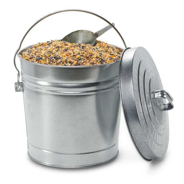1pc Galvanized Trash Can with Lid Galvanized Planters Countertop Trash Can