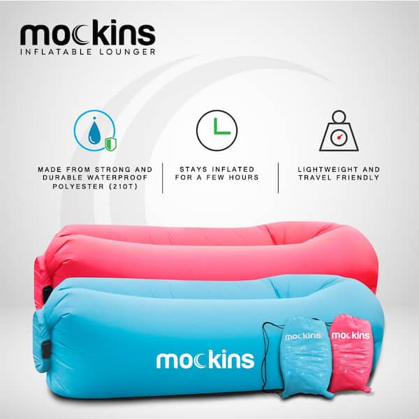 Nevlers Blue And Pink Inflatable Lounger Hangout Sofa Bed With Travel Bags Pockets 2 Pack No 32 The