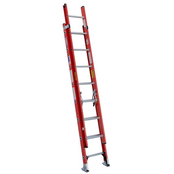 Werner 16 ft. Fiberglass Extension Ladder (15 ft. Reach Height) with 300 lb. Load Capacity Type IA Duty Rating