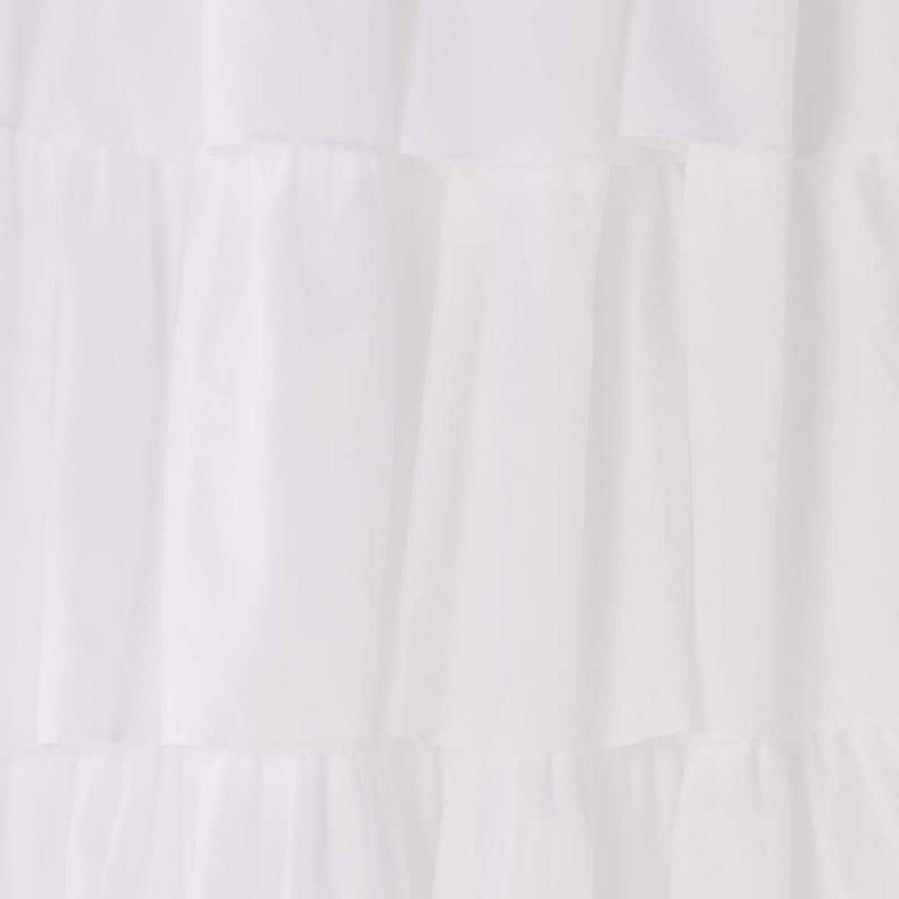White Sheer Pleated Rod Pocket Ruffled Curtain Panels, 84" x 40"