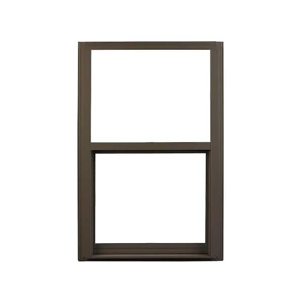 Ply Gem 35.25 in. x 51.25 in. 400 Series Bronze Aluminum Single Hung Window with LowE Glass, Screen Included