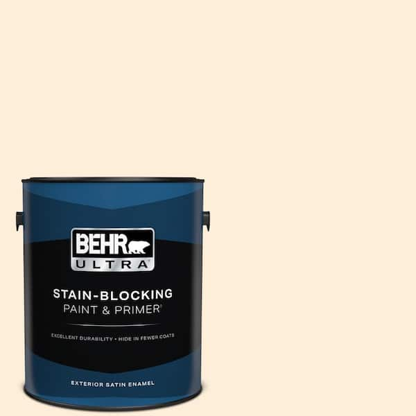 BEHR ULTRA 1 gal. #70 Linen White Satin Enamel Exterior Paint & Primer