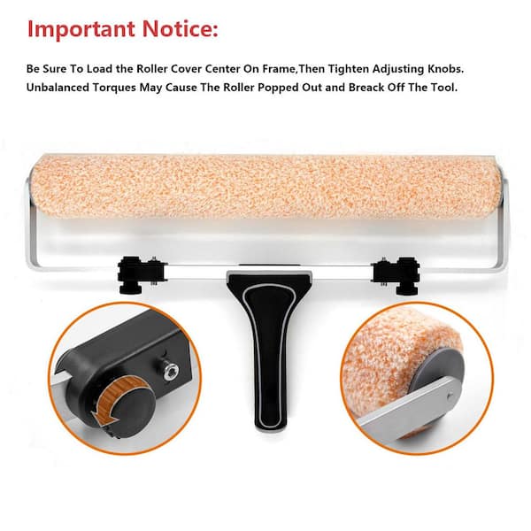 ROLLINGDOG 12-18 Adjustable Paint Roller Frame with Light Weight Aluminum  Frame and Ergonomic Rubber Grip, for Large Area Brushing,Ceiling,Wall  Decorating, Attached to Threaded End Extension Pole