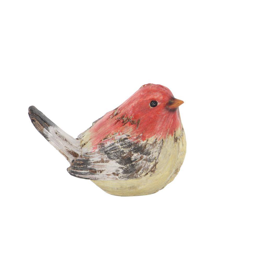 Set of Four Multi Colored Weathered Wood Bird Statues