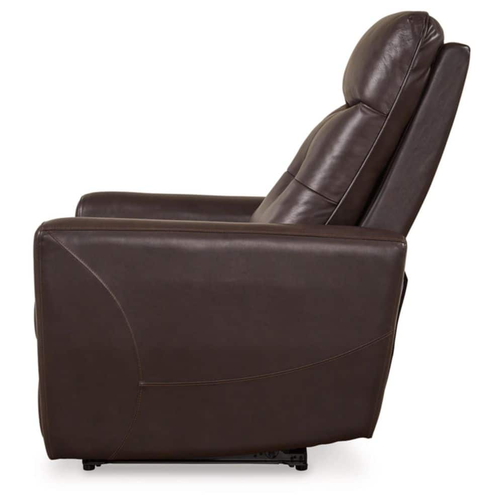 Chocolate Brown Leather Power Recliner with USB Ports