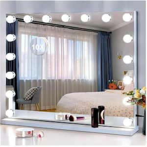 24 in. W x 20 in. H Large Rectangular Dimmable LED Desktop/Wall Mount Bathroom Vanity Mirror with 10X Magnification