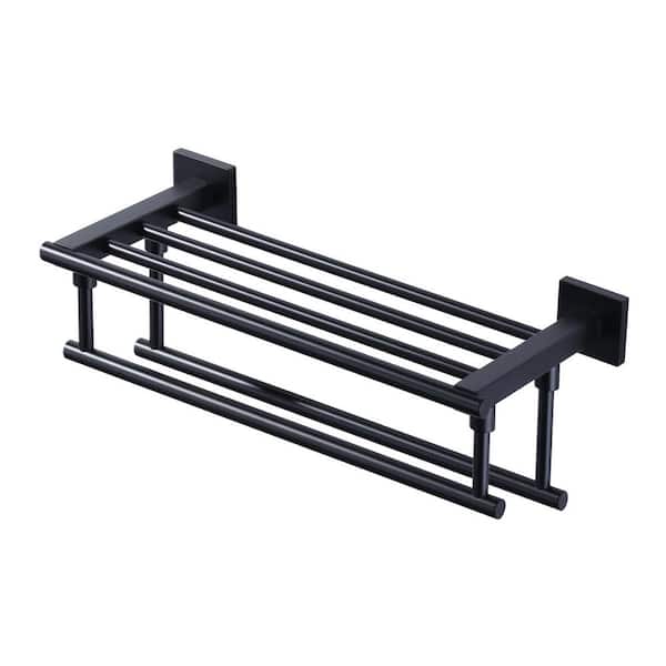 ARCORA 16 in. Stainless Steels Single Towel Holders Wall Mounted Towel Rack in Matte Black