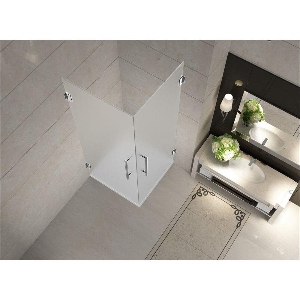 Vanora 32" x 72" Chrome Frameless Hinged Shower Enclosure
