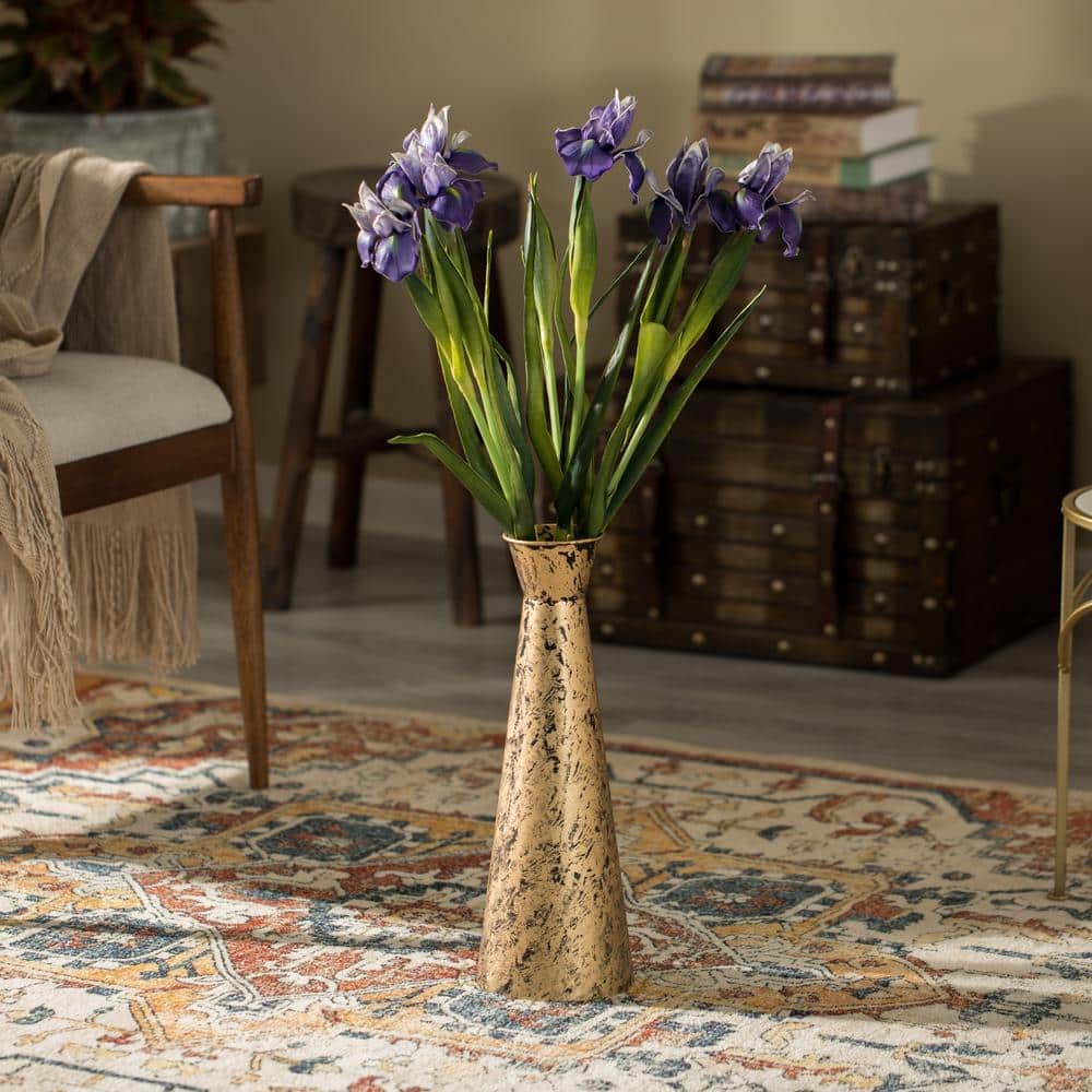 Small Gold Brushed Metal Decorative Floor Vase