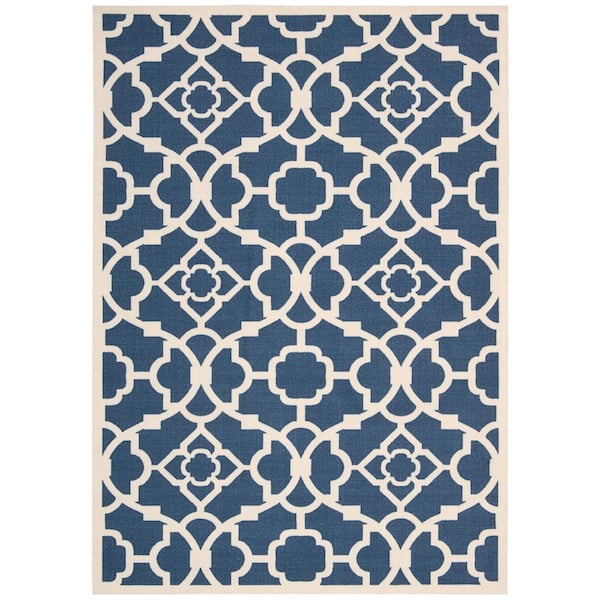 Waverly Lovely Lattice Lapis 10 ft. x 13 ft. Floral Farmhouse Indoor/Outdoor Patio Area Rug