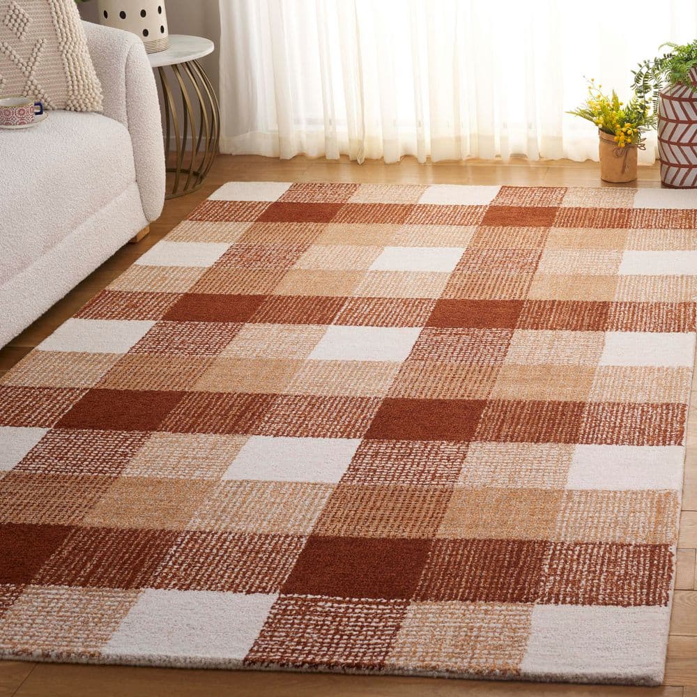 Genre 5 ft. x 8 ft. Ivory/Rust Geometric Plaid Area Rug price history on PriceWatchPro