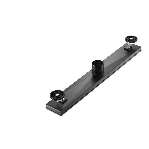 Elegante Drain Collection 28 in. Linear Stainless Steel Shower Drain with Square Hole Pattern, Matte Black