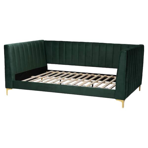 Oksana Emerald Green Velvet and Gold Metal Full Daybed