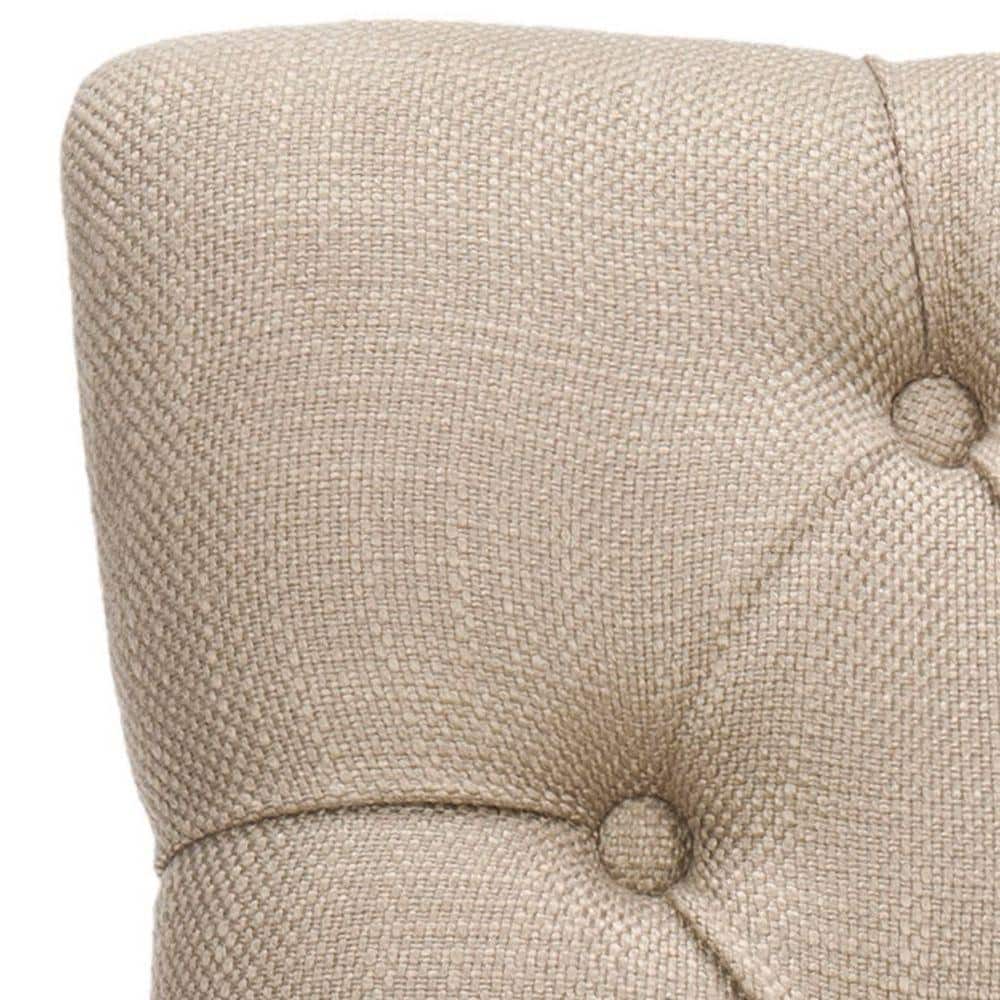 Amanda Beige Linen Tufted Side Chair with Espresso Legs