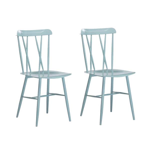 Boraam Savannah Metal Dining Chair, Light Blue (Set of 2)