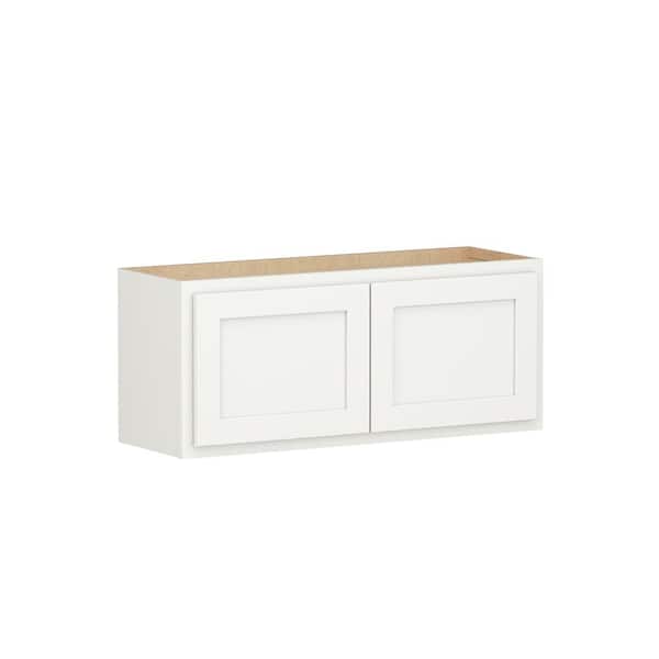 SIMPLY WOODMARK PRO Shaker Partial Overlay 36 in. W x 12 in. D x 15 in. H Plywood Assembled Wall Kitchen Cabinet in Linen White
