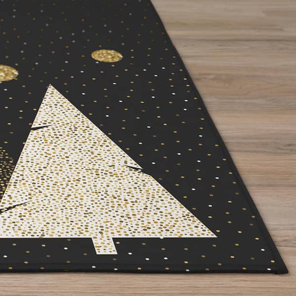 Cozy Winter 3 ft. x 5 ft. Black Indoor/Outdoor Washable Area Rug