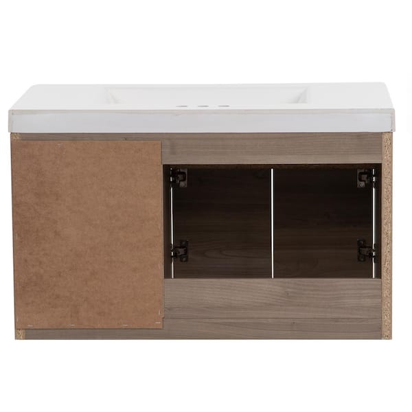 Home Decorators Collection Stockley 18 in. W x 19 in. D x 22 in. H Single  Sink Floating Bath Vanity in Forest Elm with White Cultured Marble Top  B36X20167 - The Home Depot