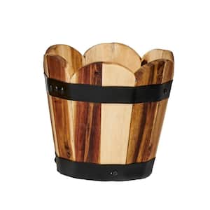 7 in. Scalloped Acacia Wood Planter