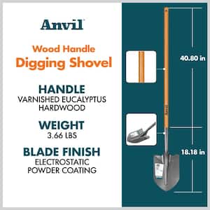 47 in. Wood Handle Carbon Steel Digging Shovel