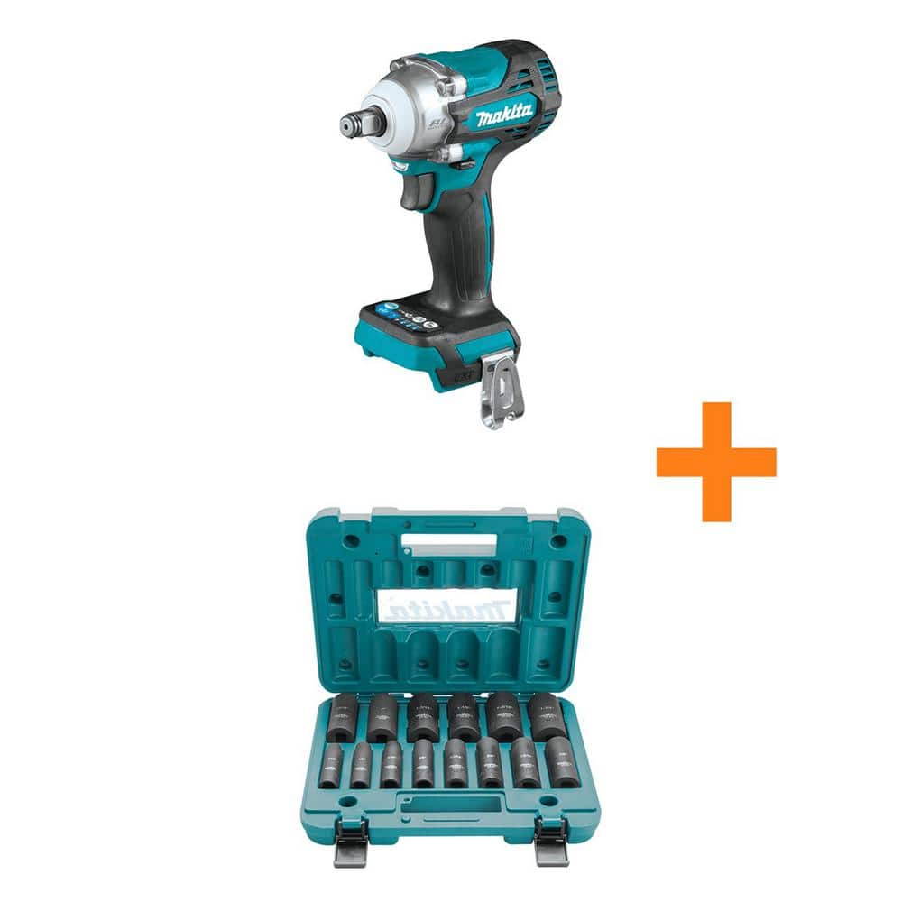 Makita 18V LXT Brushless Cordless 1/2 in. Impact Wrench w/Friction Ring  Anvil Tool Only w/bonus 1/2 in. Impact Socket Set XWT14Z-A-96372 The Home  Depot