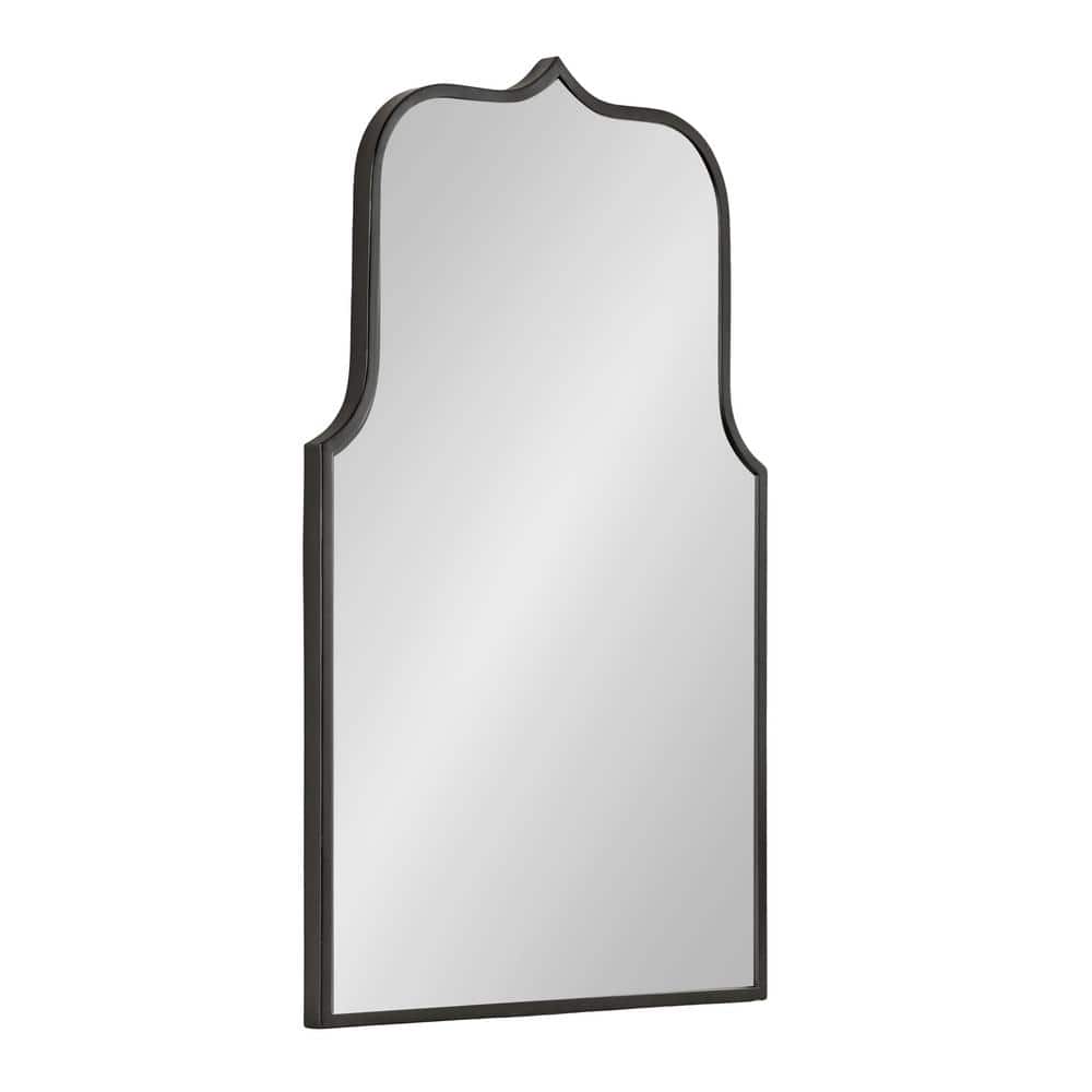 Gezella 22"x36" Black Scalloped Arched Wall Mirror