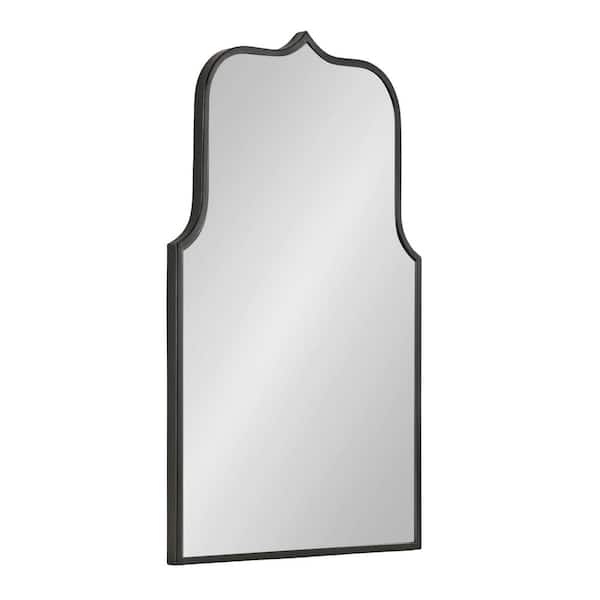 Kate and Laurel Gezella 22 in. W x 36 in. H Metal Black Arch Glam Framed Decorative Wall Mirror