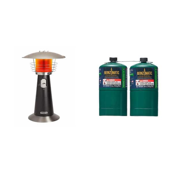 11,000 BTU Portable Tabletop Propane Patio Heater and 1 lb. Propane Gas Cylinder (2-Pack)