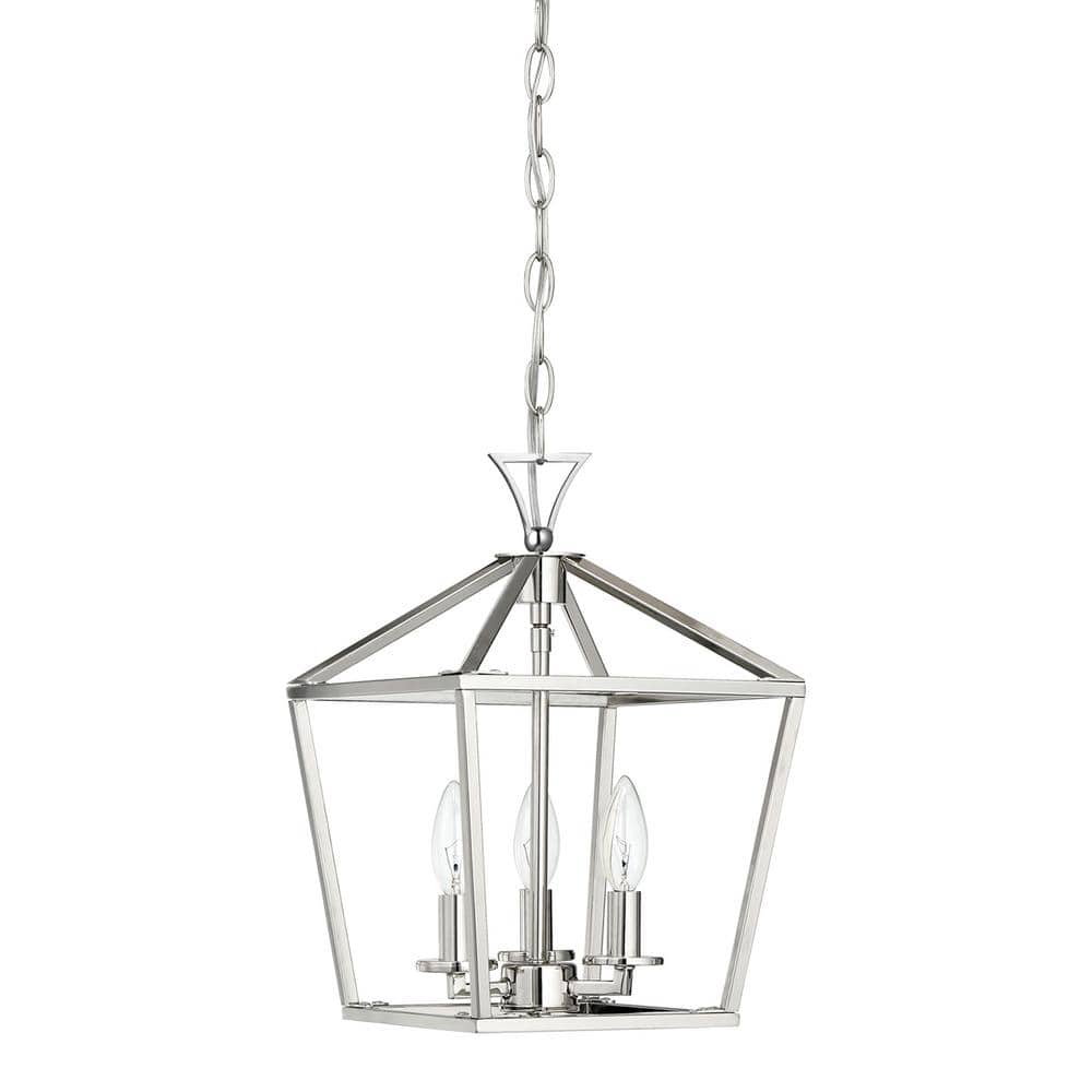 Polished Nickel 3-Light Farmhouse Pendant Chandelier