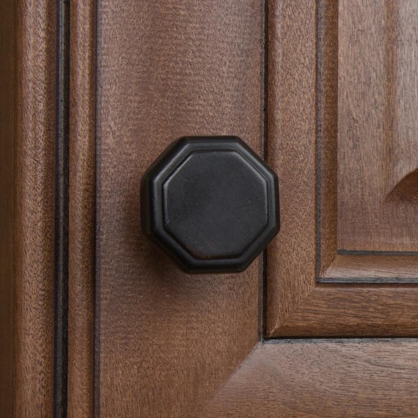 1-1/8 in. Dia Oil Rubbed Bronze Octagon Cabinet Knob (10-Pack)
