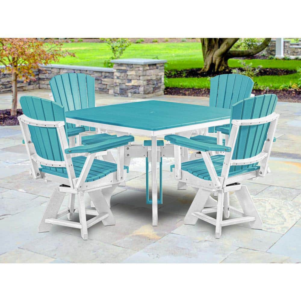 Adirondack White Frame 5-Piece High Density Plastic Composite Square Dining Height Outdoor Dining Set price history on PriceWatchPro