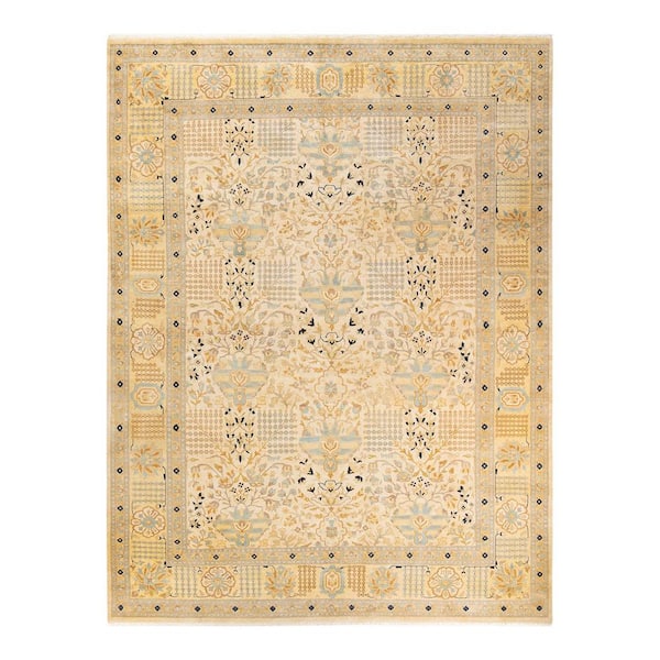 Solo Rugs Mogul One-of-a-Kind Traditional Ivory 9 ft. 1 in. x 12 ft. 0 in. Floral Area Rug