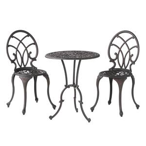 3 Piece Cast Aluminum Outdoor Bistro Garden Table and Chairs D07CRRVX6T ...