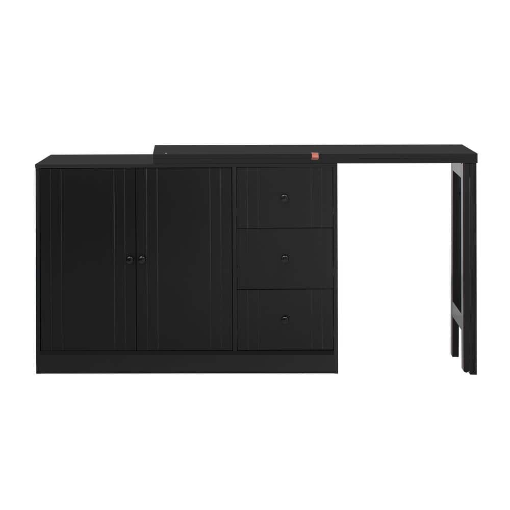 88.2 in. W x 15.6 in. D x 32.9 in. H Black Wood Linen Cabinet with 2-Door, 