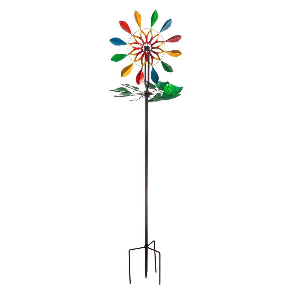 Evergreen 80 in. Vertical and Horizontal Spinning Flower Wind Spinner ...