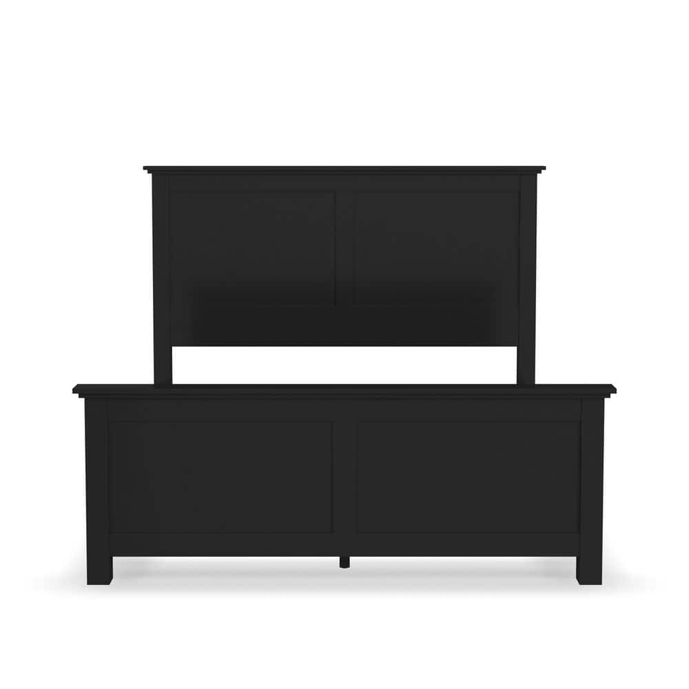 Oak Park Black Queen Wood Frame Upholstered Bed with Slats