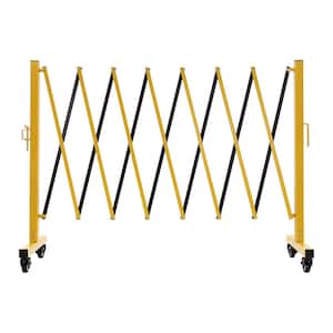 138 in. W x 53 in. H Foldable Metal Safety Barrier Fence Traffic Yard Garden Fence with Wheels