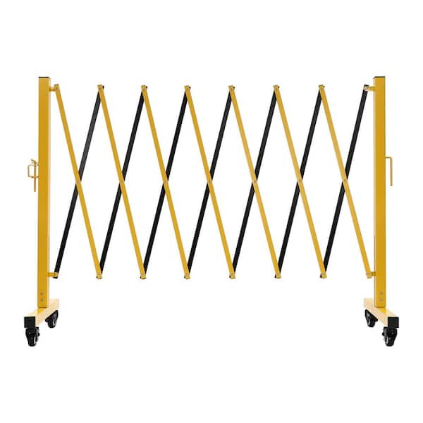 YIYIBYUS 138 in. W x 53 in. H Foldable Metal Safety Barrier Fence Traffic Yard Garden Fence with Wheels