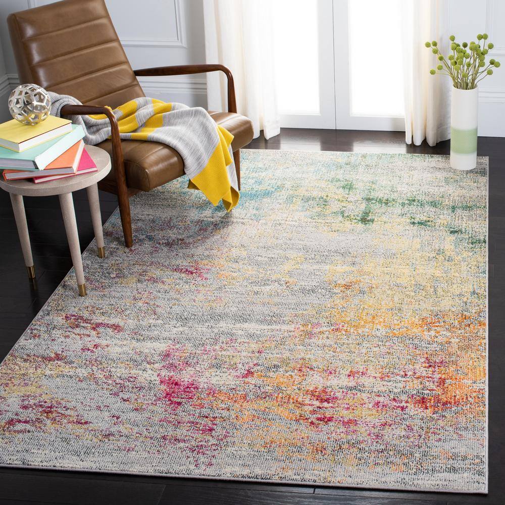 Elegant Grey & Gold Synthetic 10' x 14' Flat Woven Area Rug