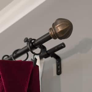 Facet Ball 48 in. - 86 in. Adjustable Double Curtain Rod 5/8 in. in Vintage Bronze with Finial