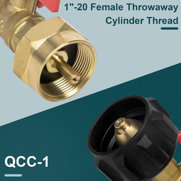 90° Elbow Design Solid Brass Propane Refill Adapter with Valve and Gauge for Fill 1 lb. Bottles from 20 lb. Tank